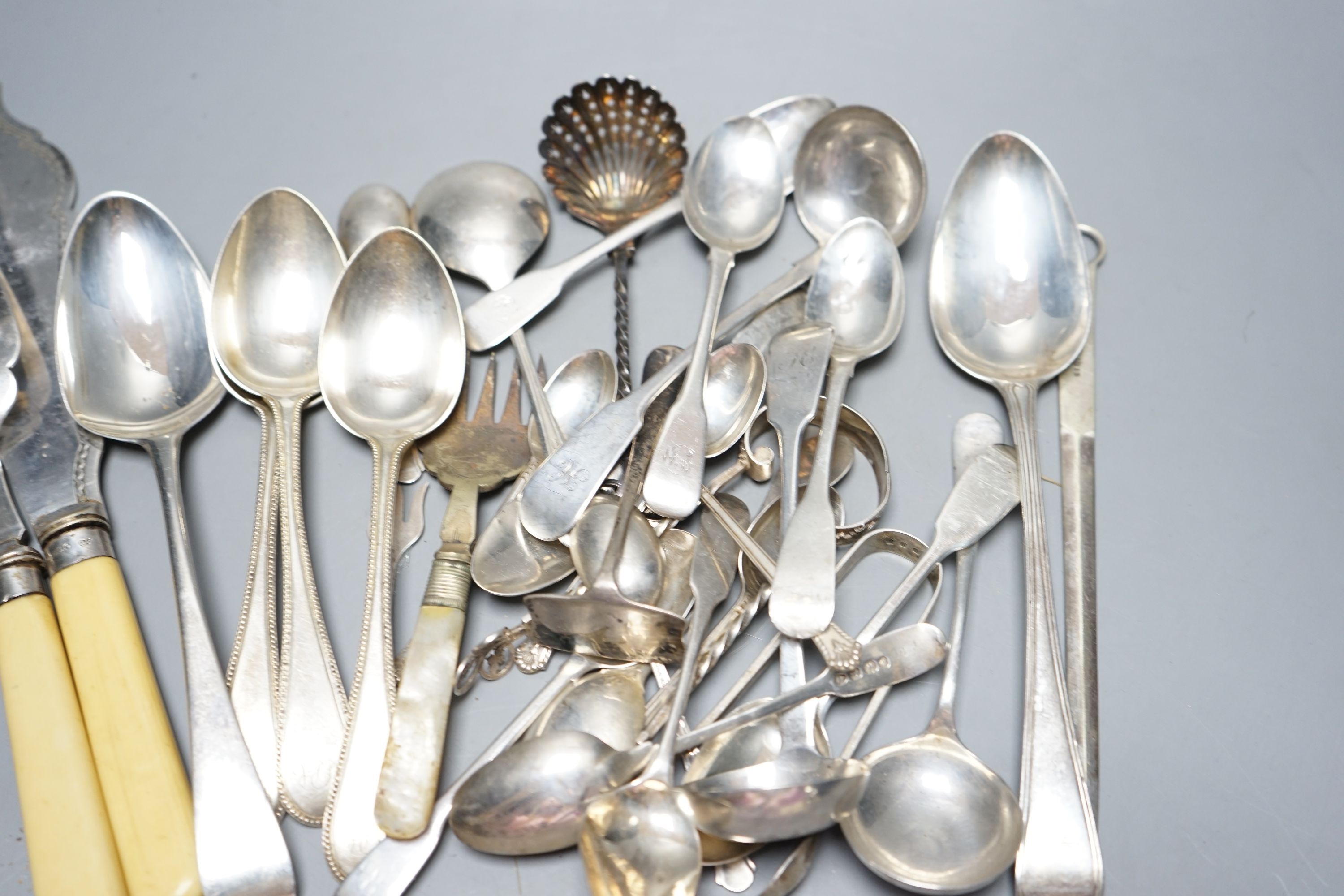 A quantity of assorted 19th century and later flatware, various dates and makers, and minor plated items